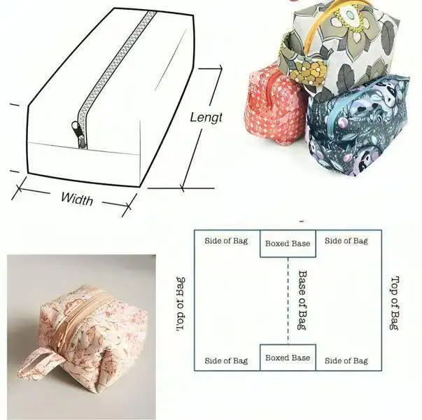 Paper Grid of different sizes of cosmetic bags