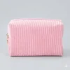 Custom Vertical Striped Corduroy Pouch Cosmetic Makeup Bag